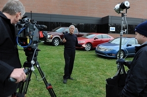 "Jeopardy!" host Alex Trebek spent Thursday at Ford Motor Company in Dearborn filming special video clues for upcoming episodes. (Ford Motor Company)
