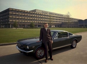 Donald Frey stands by the Ford Division Building in 1965, three years before he left for General Cable Corp. (Ford)