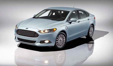 The 2013 Ford Fusion Energi plug-in hybrid will deliver more than 100 mpg-e, a miles-per-gallon equivalency metric. (Ford Motor Company)