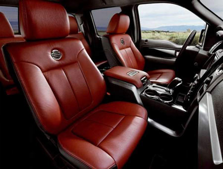 The new 2013 F-150 Limited will come with red and black full-grain leather seats, standard moon roof and rearview camera. It also will be equipped with MyFord Touch. Ford