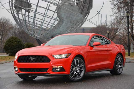 The base Mustang — a fastback with a 3.7-liter V-6 — will have a starting base price of $24,425. (VarnHagen / Ford)