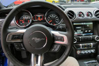 The interior of the 2015 Mustang is a mixture of signature design elements like the twin-brow instrument panel to the latest Ford connectivity.