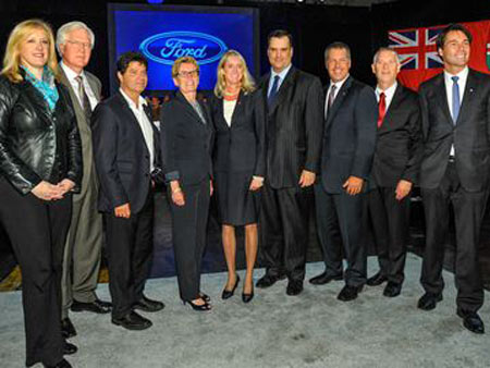 Officials from Ford and various levels of government at the September 2013 announcement of a $700 million investment at Ford. Today that influx of cash means the new Edge Concept will be built in Oakville.