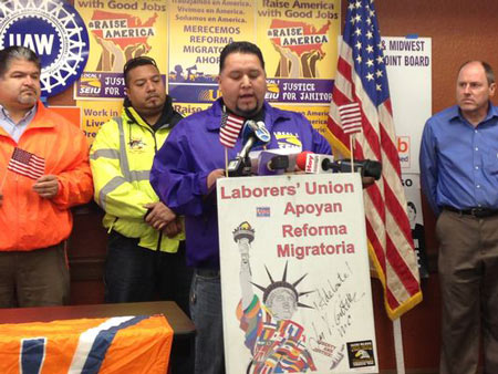 Felipe Diosdado, 36, came to the U.S. illegally in 1997 and is now a member of the Service Employees International Union Local 1.