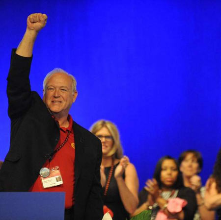 UAW President Dennis Williams after his election on Wednesday. The UAW secretary-treasurer received 98 percent of the vote. (David Coates / The Detroit News)
