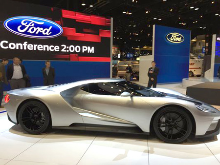 The Ford GT super car on display at the 2015 Chicago Auto Show in Chicago.