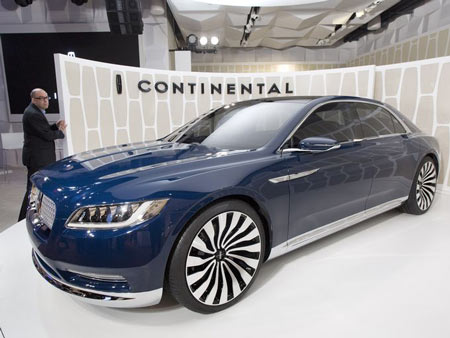 A Lincoln Continental concept car is shown at the New York International Auto Show, Monday, March 30, 2015, in New York. Thirteen years after the last Continental rolled off the assembly line, Ford Motor Co. is resurrecting its storied nameplate. The production version of the full-size sedan goes on sale next year. (Photo: Mark Lennihan, AP