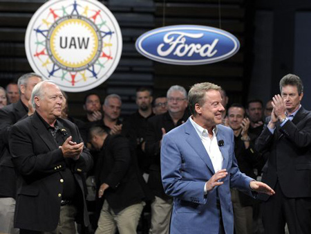 Ford Executive Chairman Bill Ford, Jr. at the 2015 National Negotiations Opening Day in the Cass Technical High School gymnasium, Thursday morning, July 23, 2015. - Todd McInturf