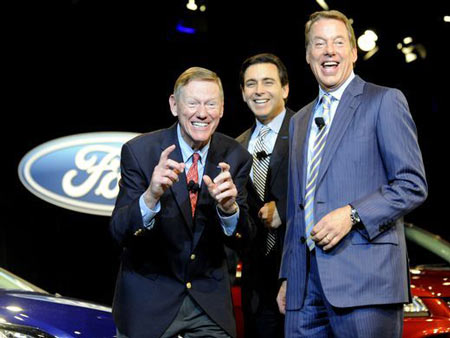 Ford Motor CEO Alan Mulally, left, announces his plan to retire on May 1, 2014, joined by his successor Mark Fields and executive chairman Bill Ford Jr. Mulally was considered a rock star; Fields, like other CEOs in Ford's history, lasted only a few years at the top. Here's a look at Ford's leaders since 1970.  David Coates, The Detroit News