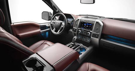 c-	The interior of the 2018 Ford F-150