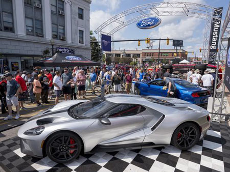 A Ford GT was on display at Mustang Alley in Ferndale on Saturday. (Photo: David Guralnick / The Detroit News)