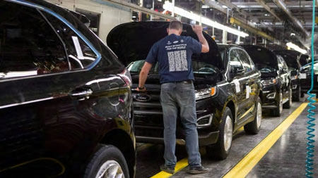 Ford Motors Company said in a statement the layoffs at its Oakville plant are the result of a 'long-standing practice of matching production with consumer demand.' (Chris Young/Canadian Press)