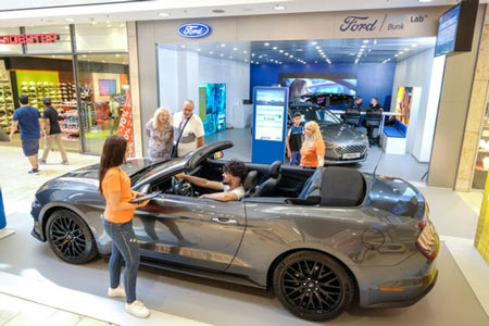 Ford Motor Co. is testing small "Smart Lab" locations in malls outside the U.S. to help dealerships generate sales leads in new ways. This Smart Lab is in Saarbuken, Germany. (Photo: Friedrich Stark, Ford)