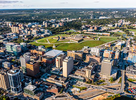 An aerial view of the city of Halifax, Nova Scotia.